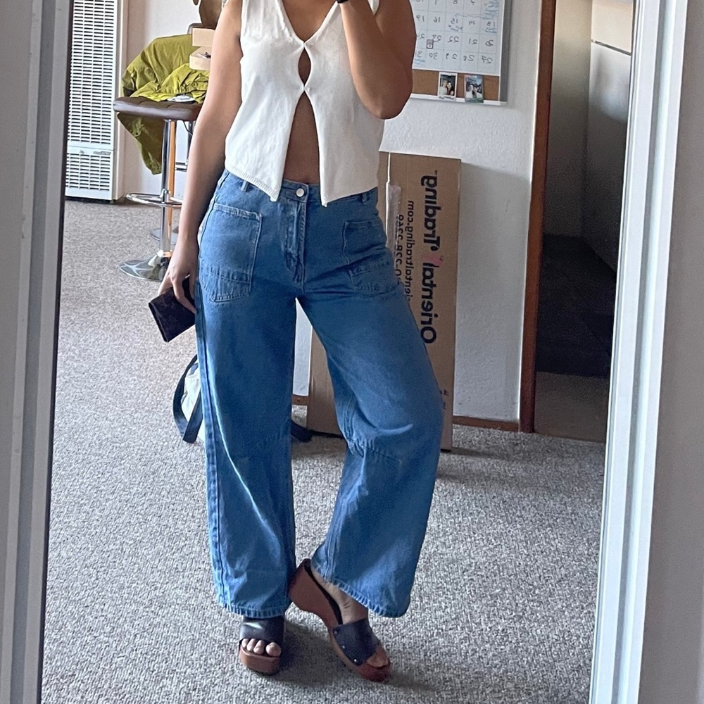 Blue Wide Leg Jeans